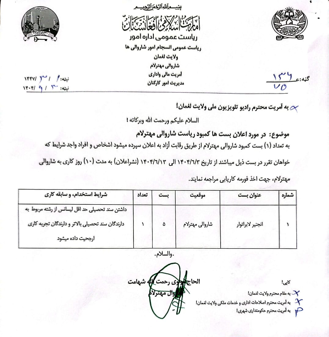 د کارموندنې اعلان